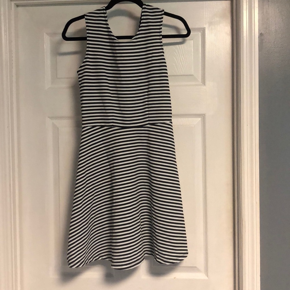 black and white striped dress